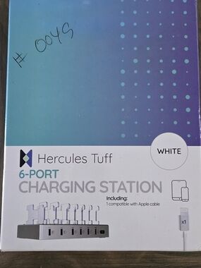 Hercules Tuff Multi-Device Charging Station - 6 USB Fast Ports + 3 USB Cables